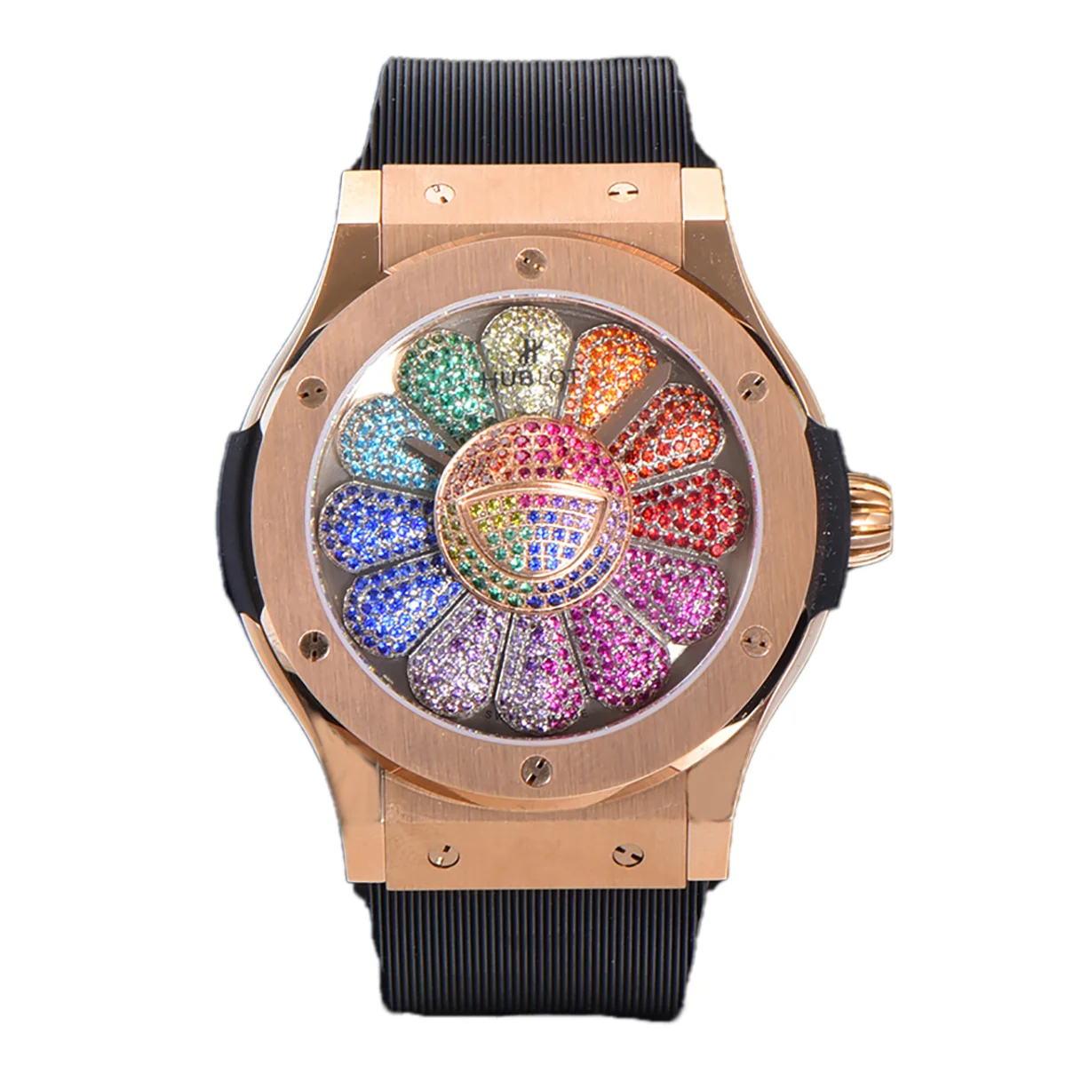 Classic Fusion Takashi Murakami 45mm Sunflower Dial in Rose Gold on Rubber Strap