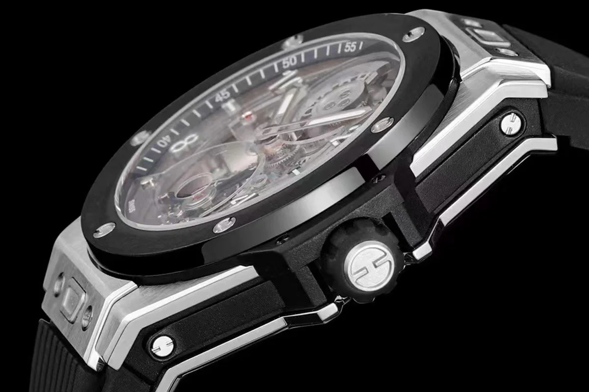 Classic Fusion Tourbillon 45mm with Ceramic Bezel Skeleton Dial in Steel