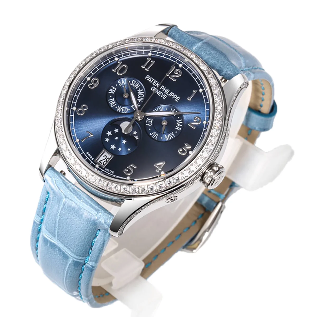 Complications 4948G Annual Calendar Moonphase Blue Dial in White Gold on Leather Strap