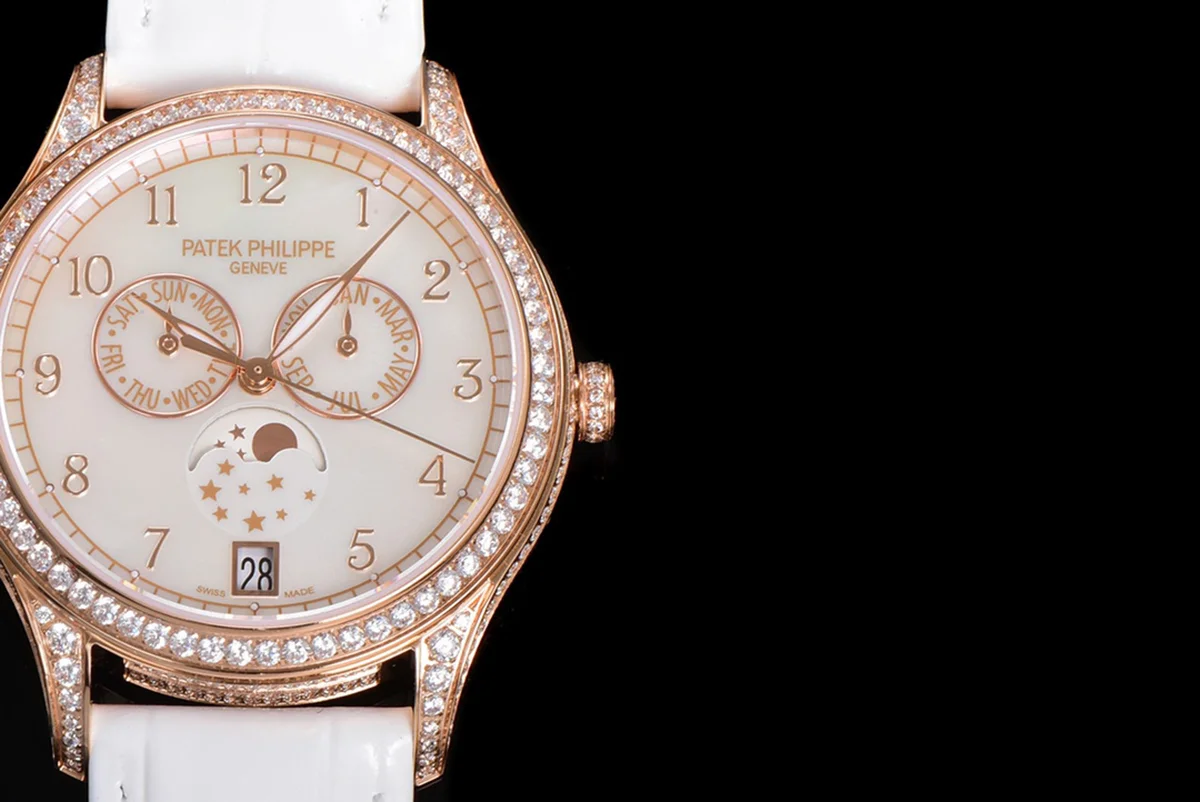 Complications 4948G Annual Calendar Moonphase MOP Dial in White Pink on Leather Strap