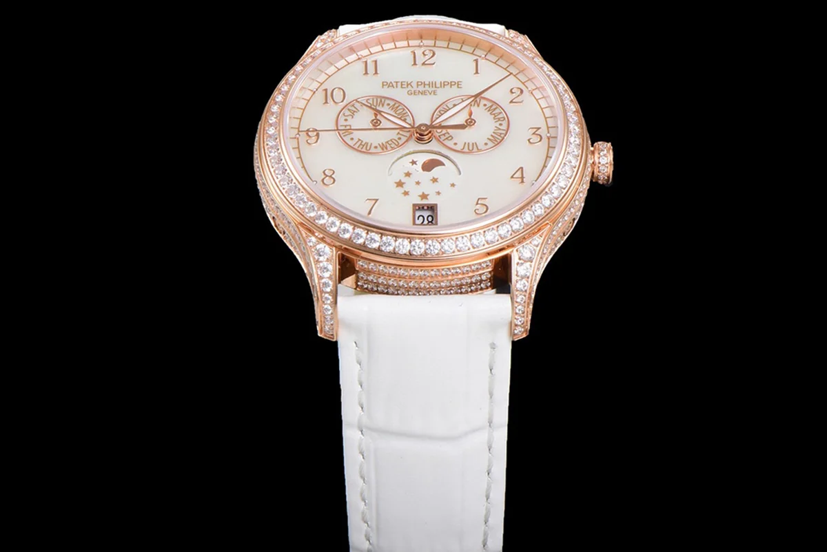 Complications 4948G Annual Calendar Moonphase MOP Dial in White Pink on Leather Strap