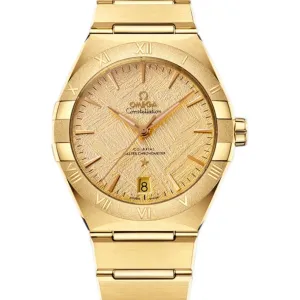 Constellation Co-Axial Master Chronometer 41mm Champagne Meteorite Dial in Yellow Gold on Bracelet