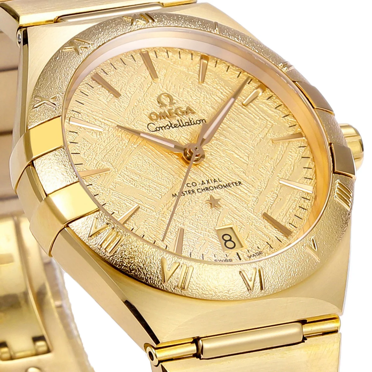 Constellation Co-Axial Master Chronometer 41mm Champagne Meteorite Dial in Yellow Gold on Bracelet