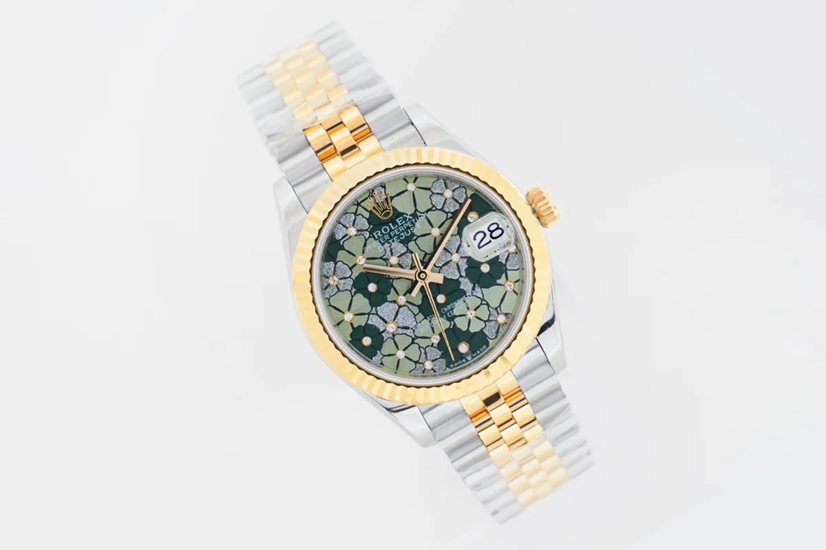 Datejust 31 278273 Olive Green Floral Motiff Dial in Yellow Gold/Steel