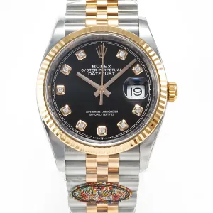 DateJust 36 126231 Clean 1:1 Best Edition 904L Steel Black Diamonds Dial on SS/RG Jubilee Bracelet VR3235