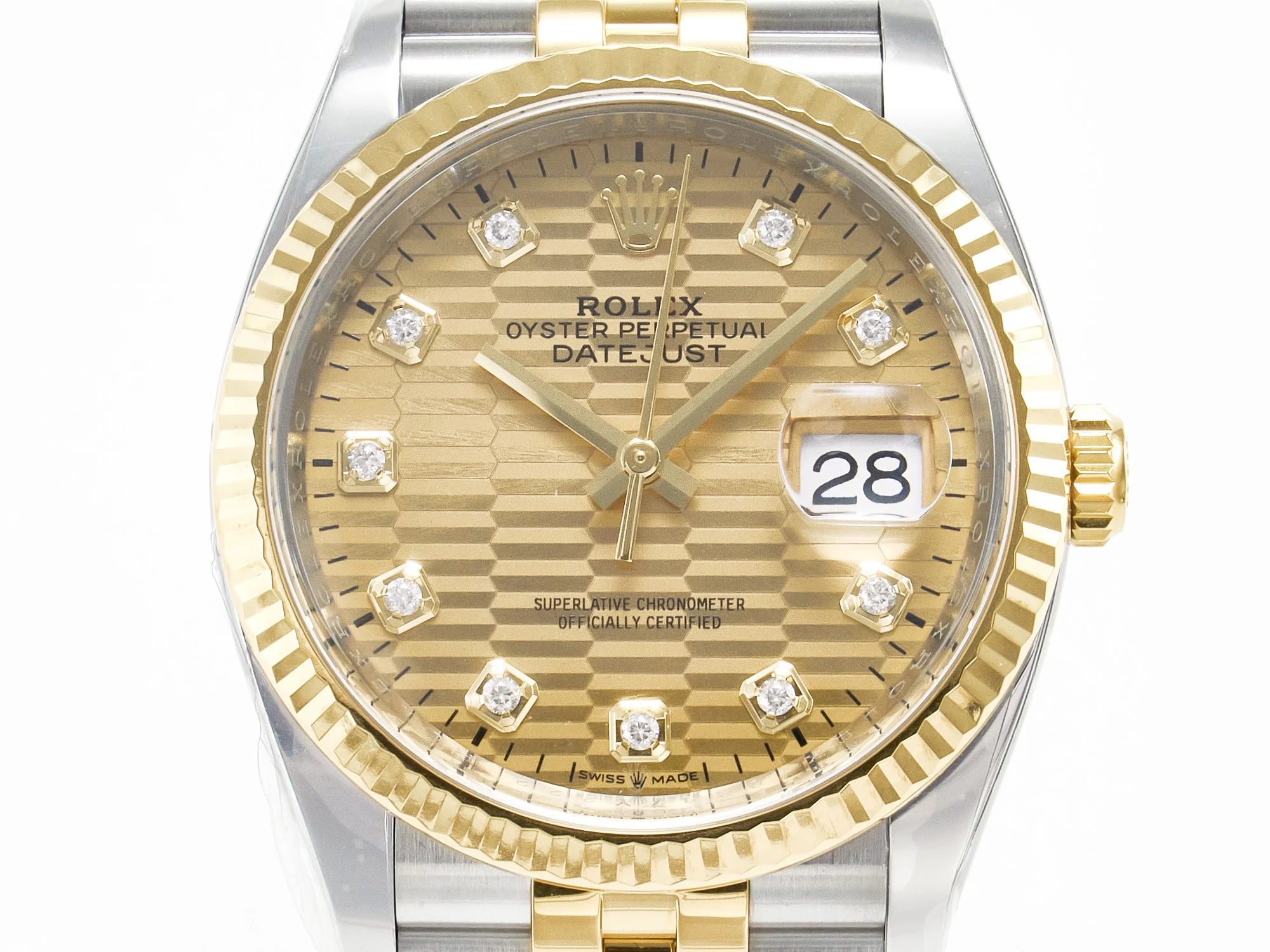 DateJust 36 126233 Clean 1:1 Best Edition 904L Steel YG Textured Diamonds Dial on SS/YG Jubilee Bracelet VR3235