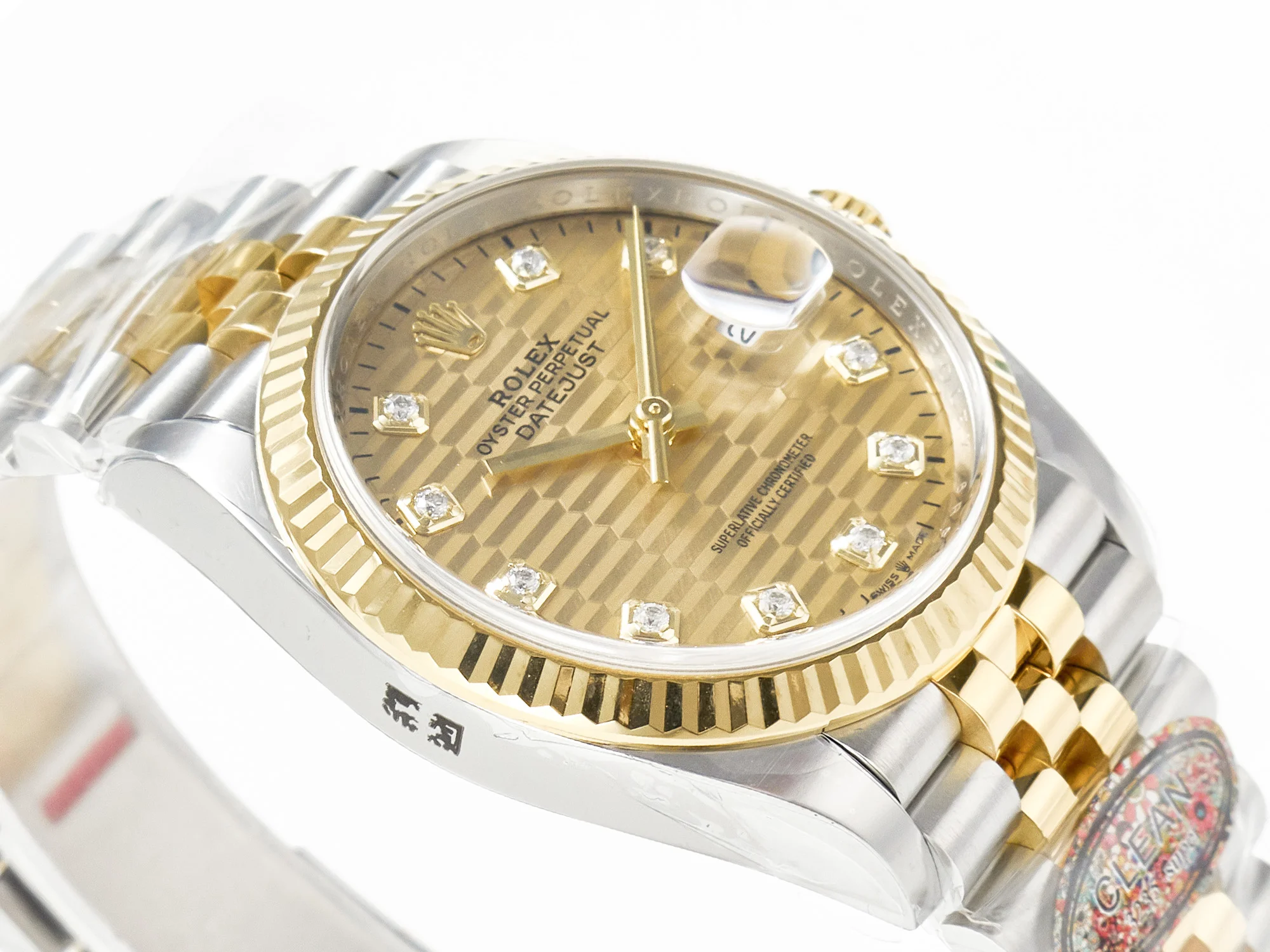 DateJust 36 126233 Clean 1:1 Best Edition 904L Steel YG Textured Diamonds Dial on SS/YG Jubilee Bracelet VR3235