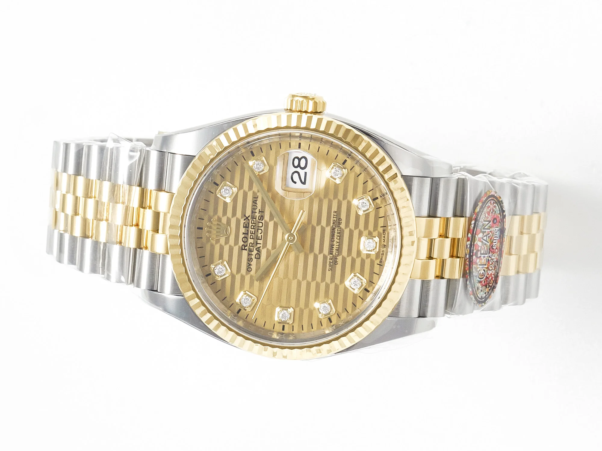 DateJust 36 126233 Clean 1:1 Best Edition 904L Steel YG Textured Diamonds Dial on SS/YG Jubilee Bracelet VR3235