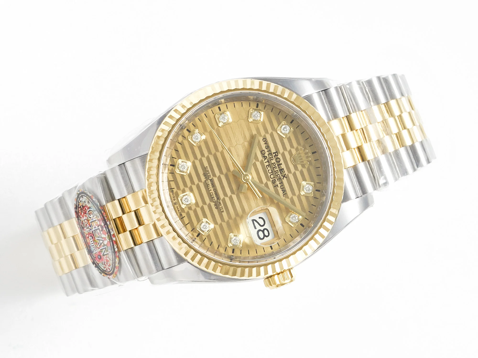 DateJust 36 126233 Clean 1:1 Best Edition 904L Steel YG Textured Diamonds Dial on SS/YG Jubilee Bracelet VR3235