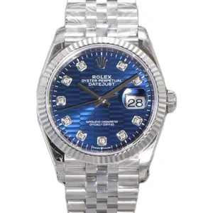 Datejust 36 126234 Blue Motif Dial with Diamond Marker in Steel in Jubilee