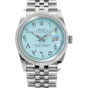 Datejust 36 126234 Blue Tiffany Dial with Arabic Numerals in Steel