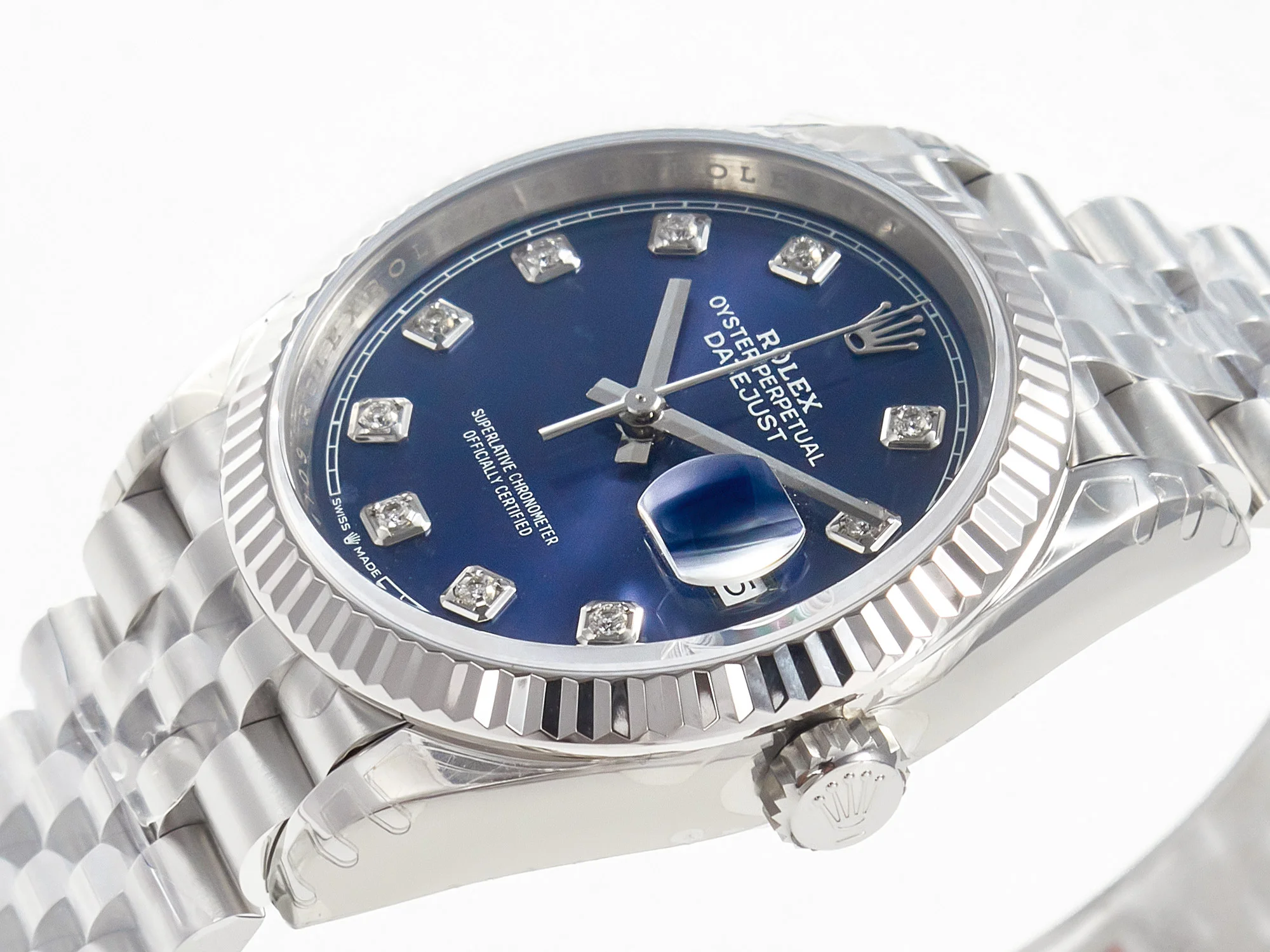 DateJust 36 SS 116234 VSF 1:1 Best Edition 904L Steel Blue Diamonds Dial on Jubilee Bracelet VS3135