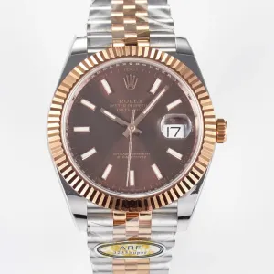 DateJust 41 126331 ARF 1:1 Best Edition 904L Steel Brown Dial on SS/RG Jubilee Bracelet SH3235（Gain Weight）