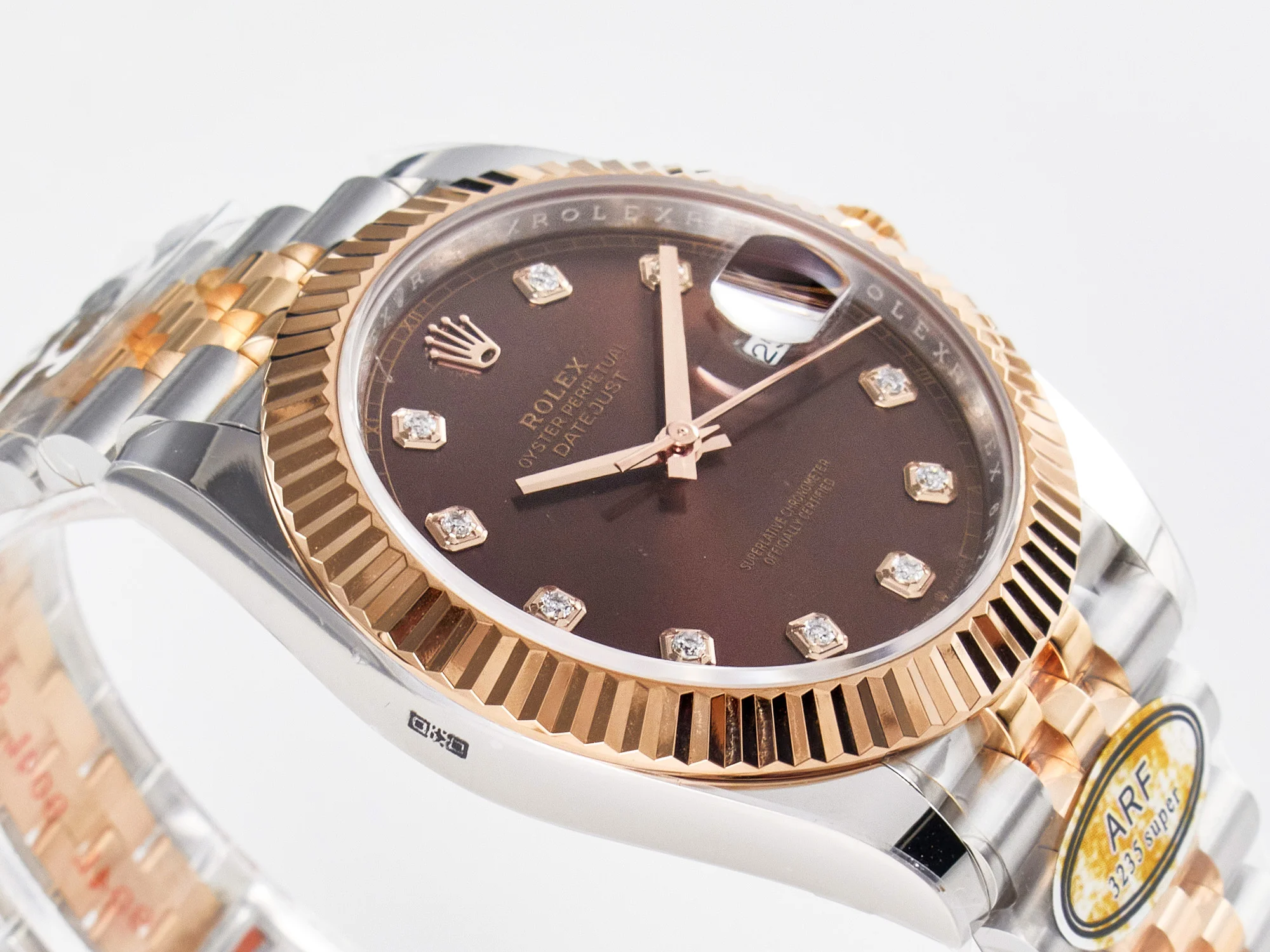 DateJust 41 126331 ARF 1:1 Best Edition 904L Steel Brown Diamonds Dial on SS/RG Jubilee Bracelet SH3235(Gain Weight)