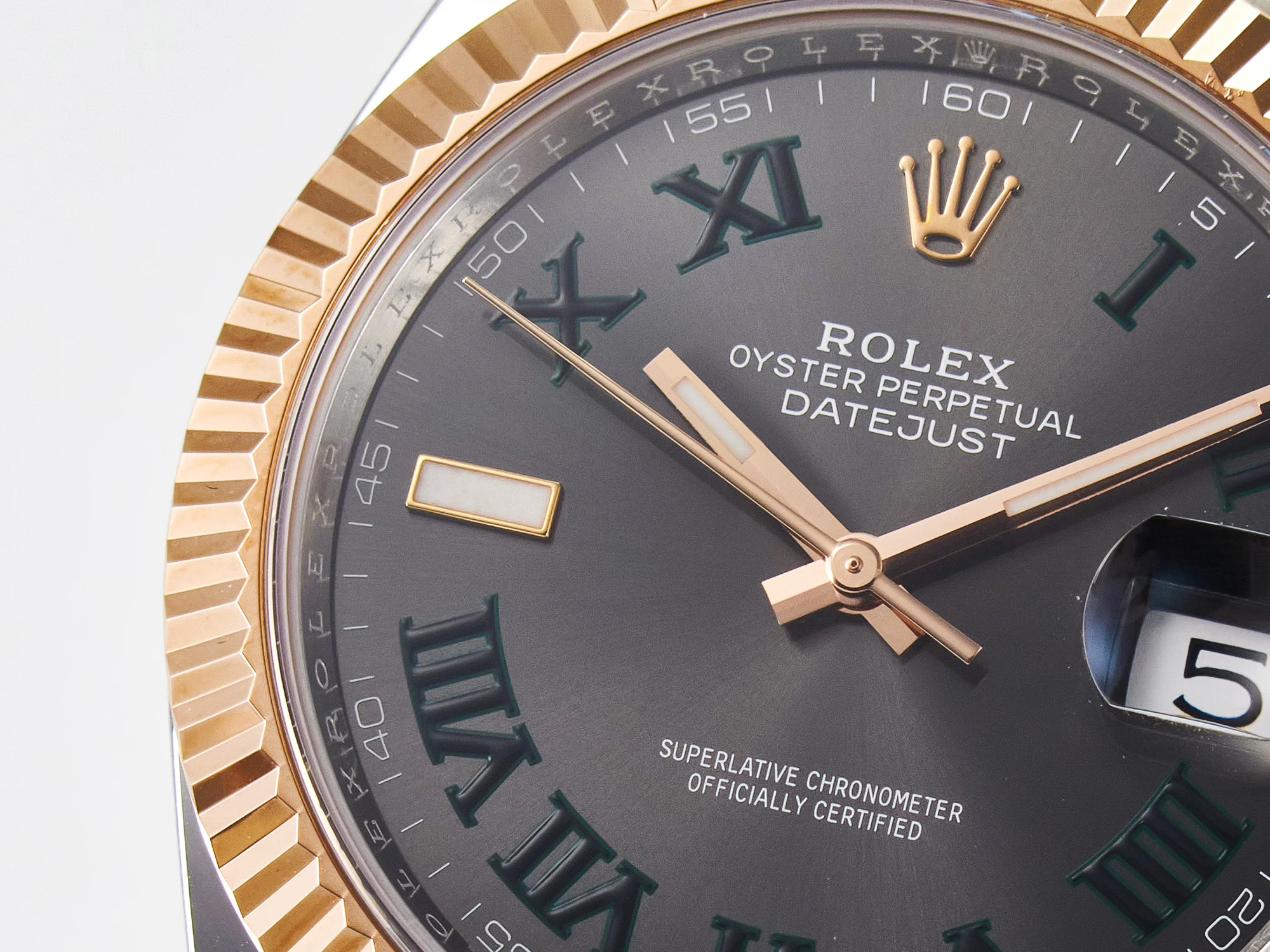 DateJust 41 126331 ARF 1:1 Best Edition 904L Steel Gray Dial Green Roman Marker on SS/RG Oyster Bracelet SH3235(Gain Weight)