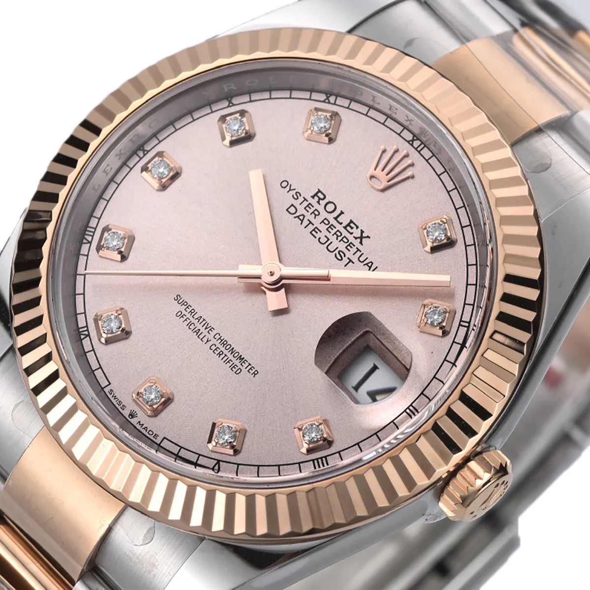 Datejust 41 126331 Pink Sundust Dial Diamond Markers in Everose/Steel on Oyster Bracelet