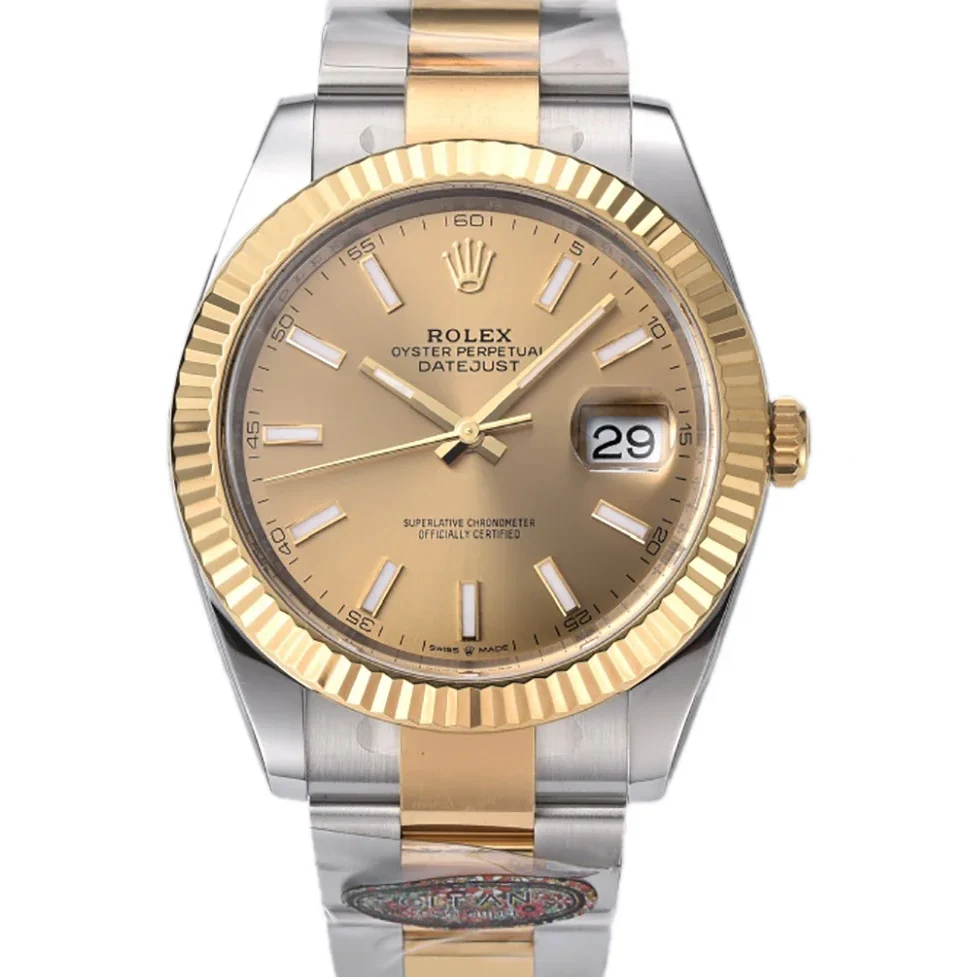 Datejust 41 126333 Champagne Dial Stick Markers in Yellow/Steel on Oyster Bracelet