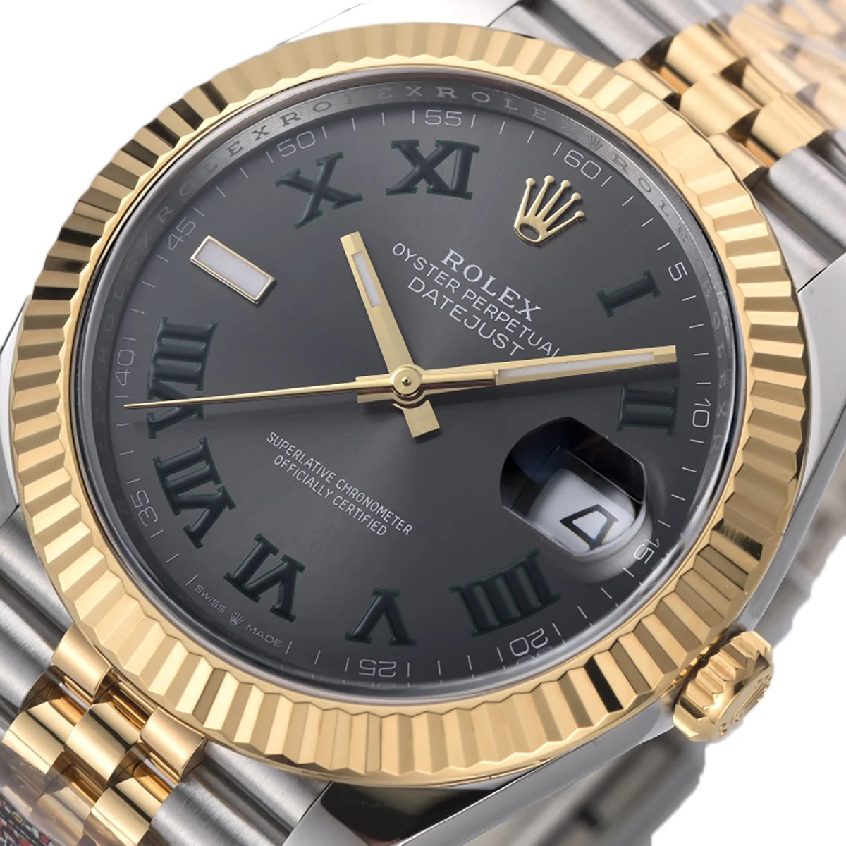 Datejust 41 126333 Slate Dial Stick Markers in YellowSteel on Jubilee Bracelet