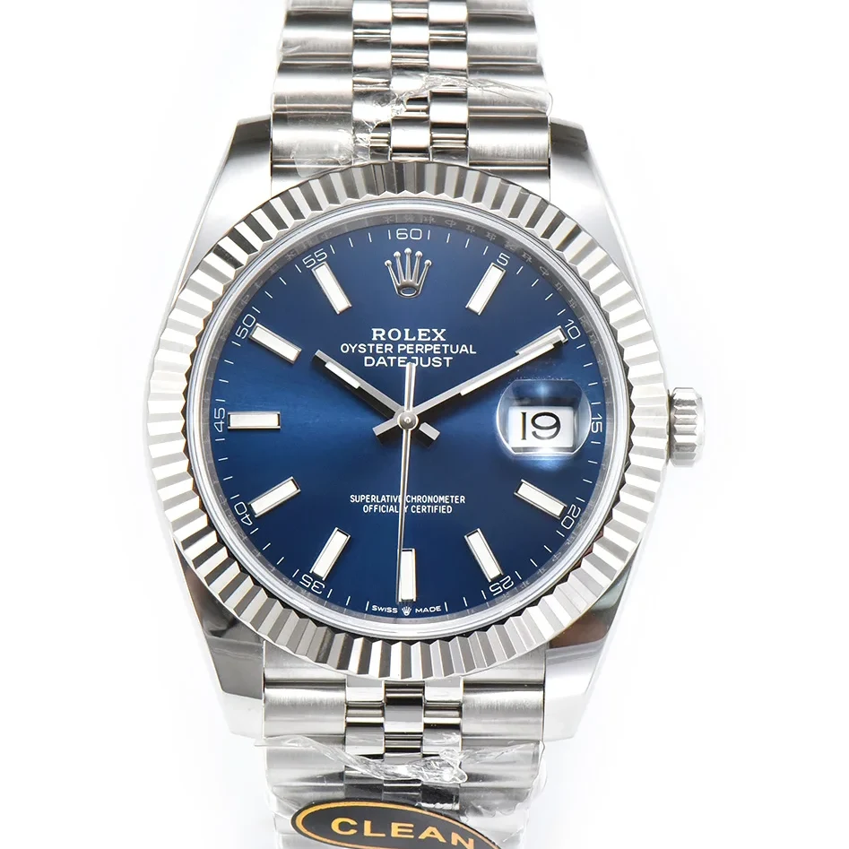 Datejust 41 126334 Bright Blue Dial Stick Markers on Jubilee Bracelet