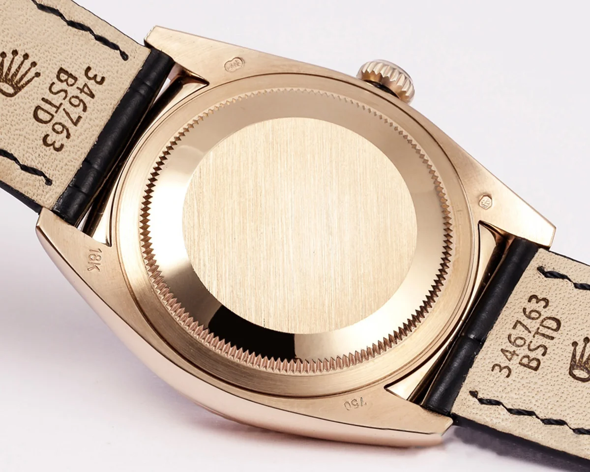 Day-Date 36 Black Dial in Rose Gold on Leather Strap
