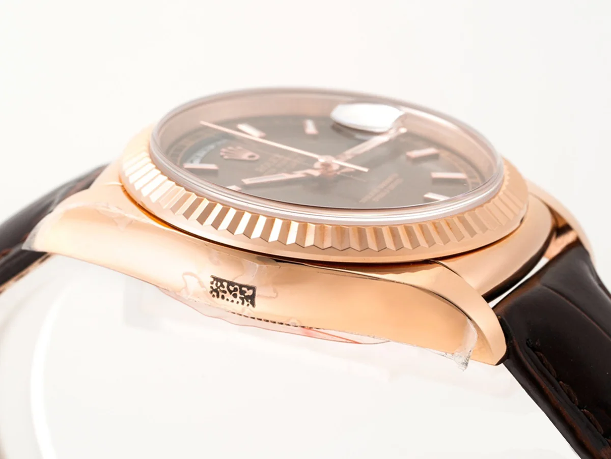 Day-Date 36 Brown Dial in Rose Gold on Leather Strap