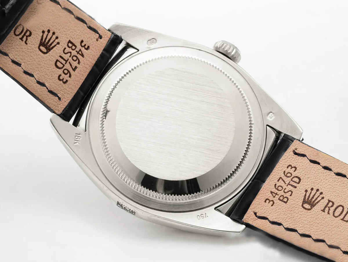 Day-Date 36 Ice Blue Dial in White Gold on Leather Strap