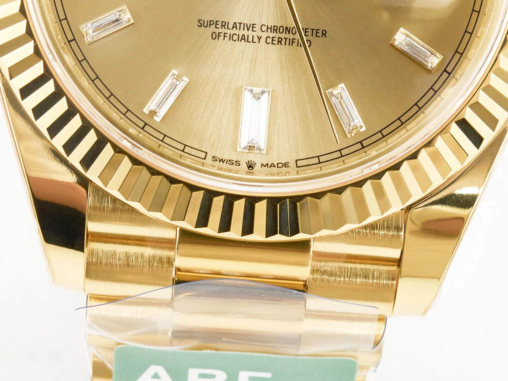 Day Date 40 228238 ARF 904L Steel YG Crystal Diamonds Bezel on President Bracelet VR3255