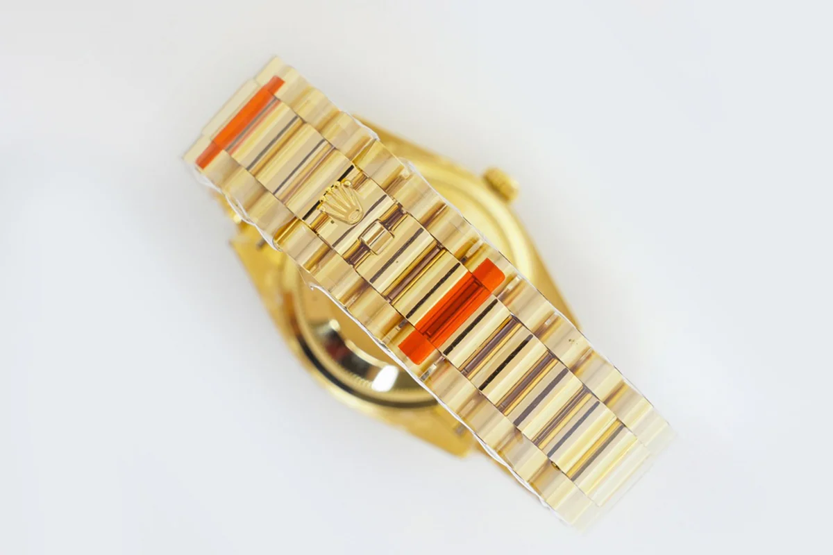 Daydate 36 128238 Green Dial with Sticker in Yellow Gold
