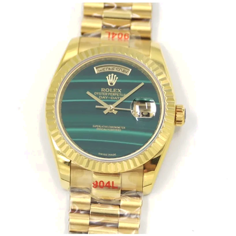 Daydate 36 128238 Malachite Dial in Yellow Gold