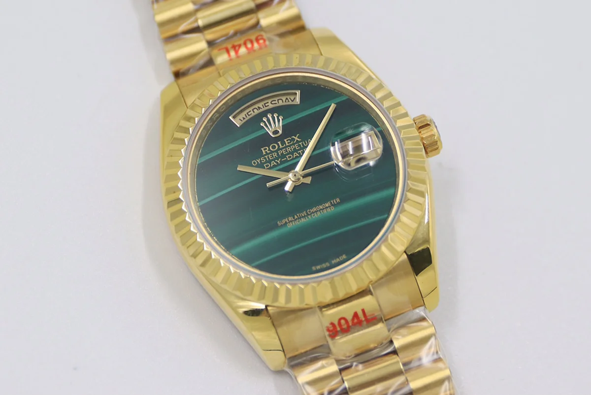Daydate 36 128238 Malachite Dial in Yellow Gold