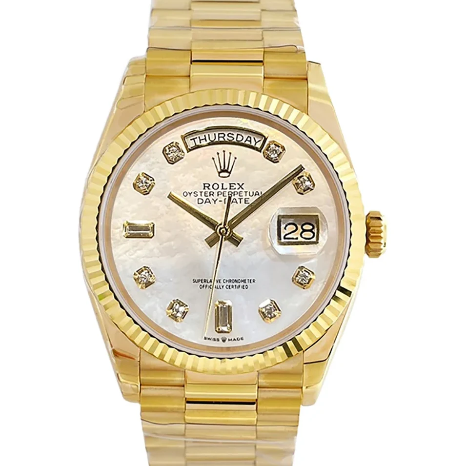 Daydate 36 128238 MOP Dial in Yellow Gold