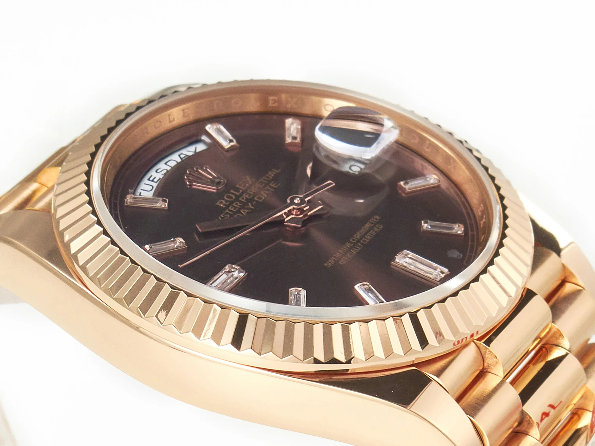 DayDate 40 228235 ARF 904L Steel Brown Crystal Diamonds Bezel on President Bracelet VR3255