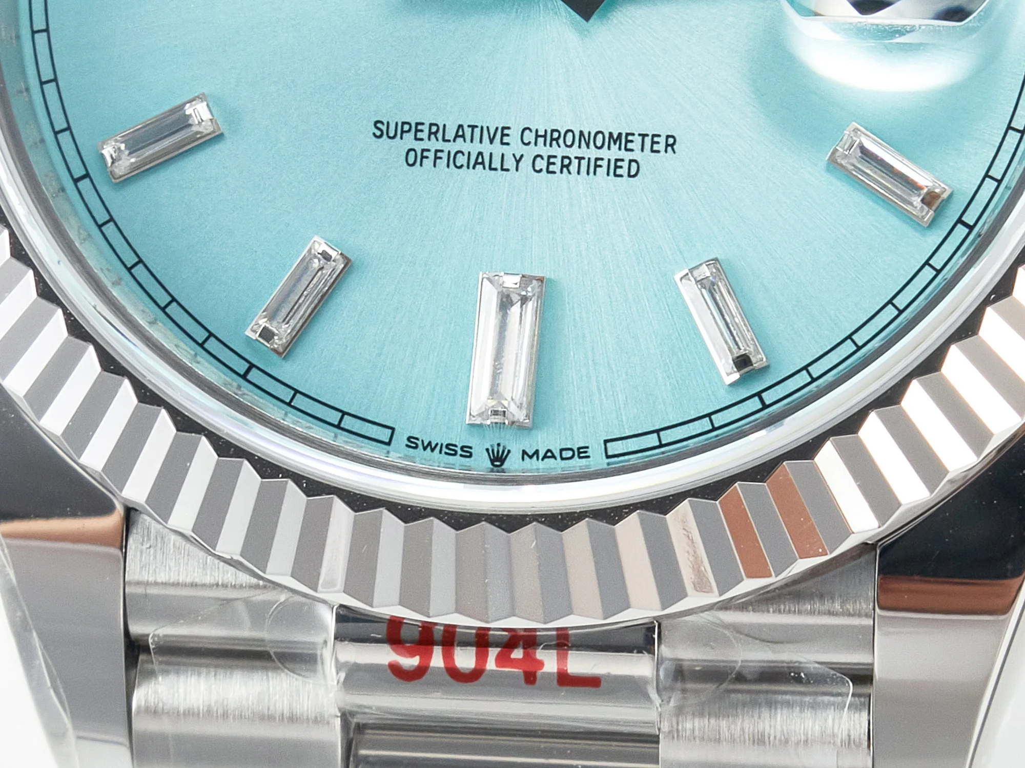 DayDate 40 228236 ARF 904L Steel Tiffany Blue Crystal Diamonds Bezel on President Bracelet VR3255