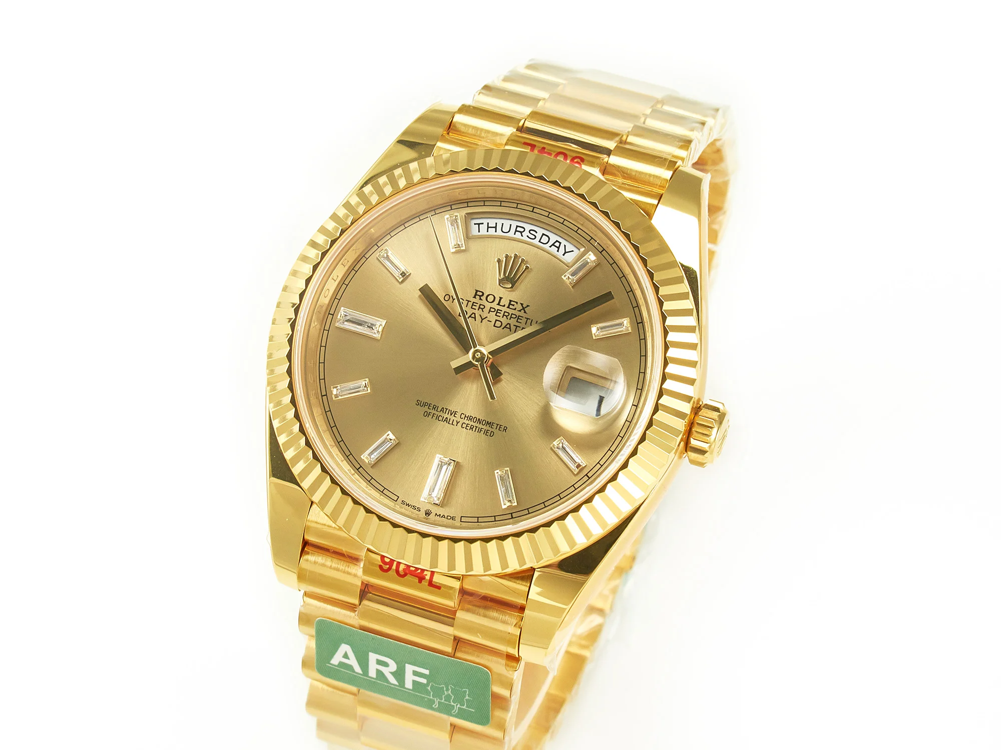 DayDate 40 228238 ARF 904L Steel YG Crystal Diamonds Bezel on President Bracelet VR3255