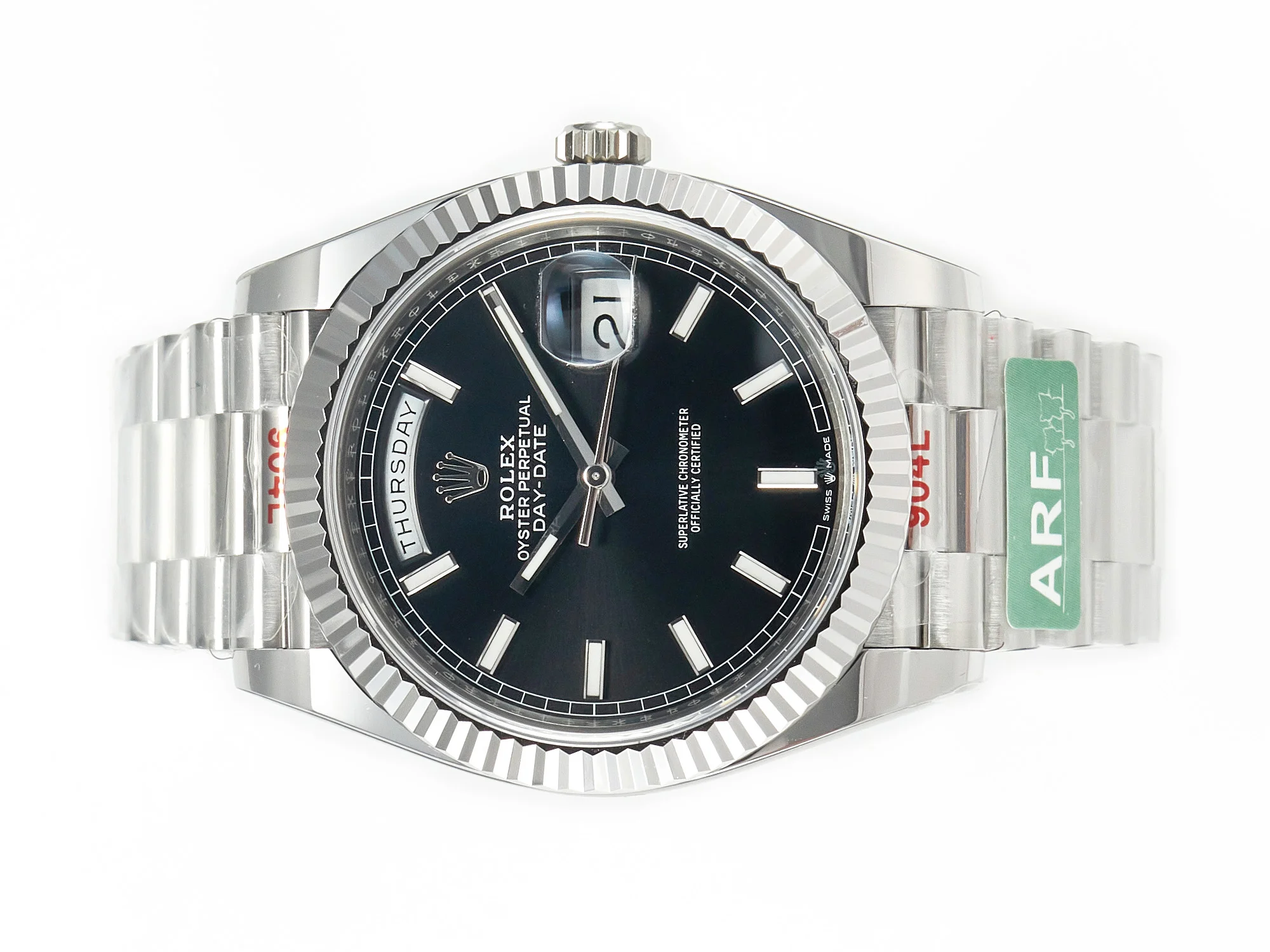 DayDate 40 228239 ARF 904L Steel Black Dial on President Bracelet VR3255
