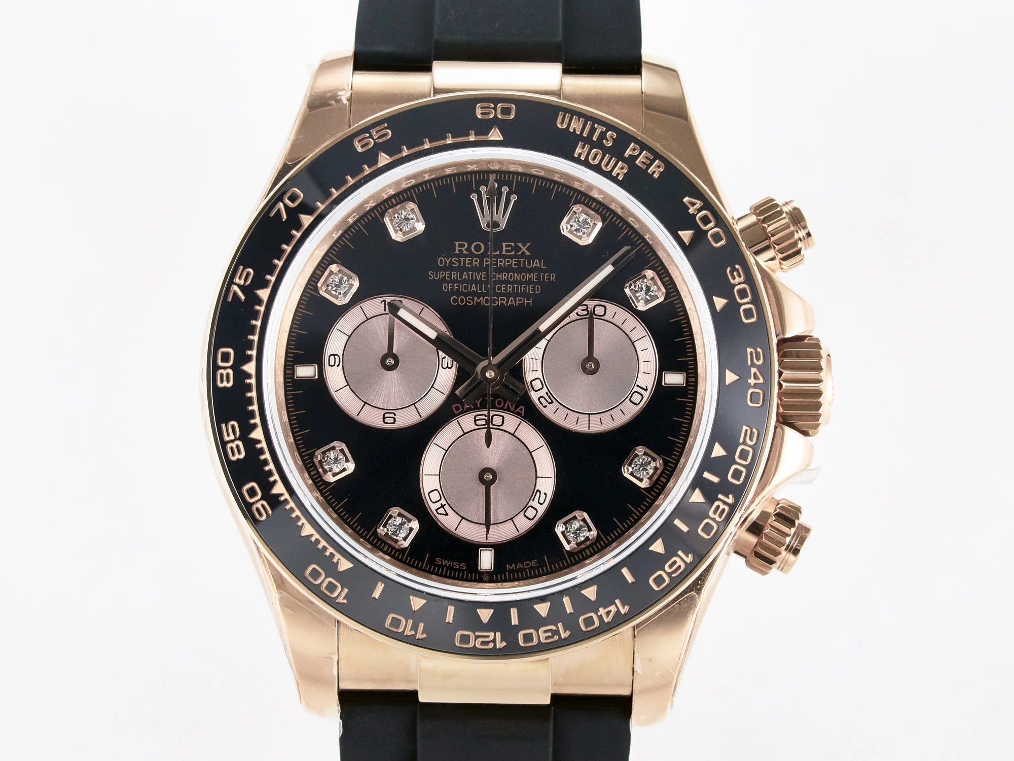 Daytona 126515 QF 1:1 Best Edition Black/RG Diamonds Dial on Oysterflex Strap SH4131 V6(Gain Weight)