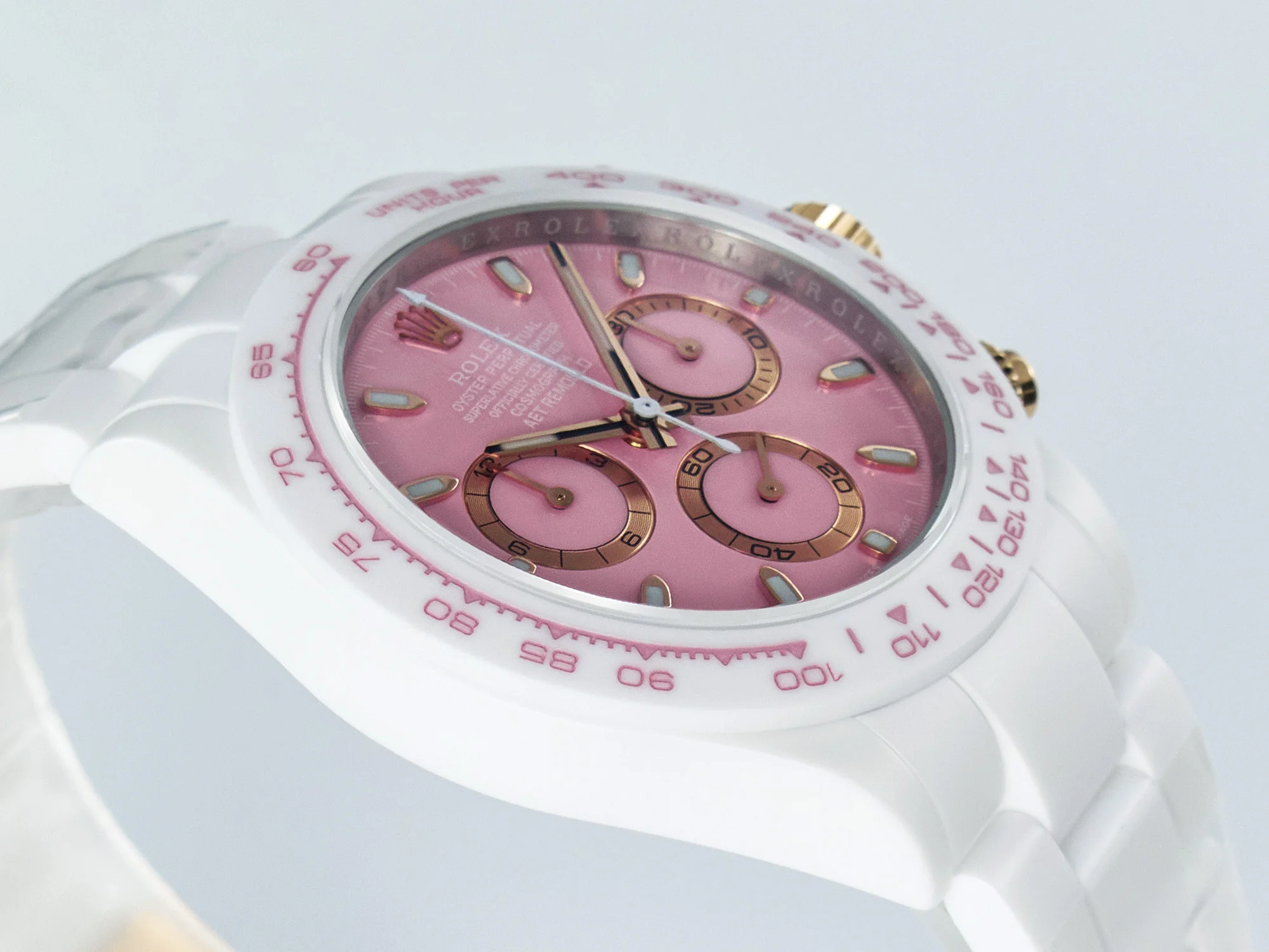 Daytona AET White Ceramic Case and Bracelet Pink Dial N6F Best Edition SA4130