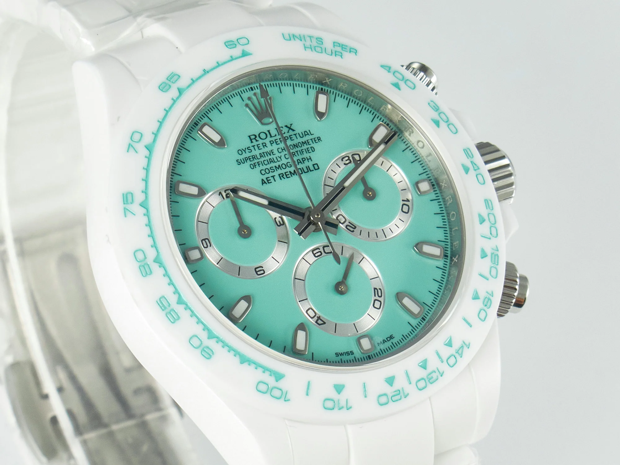 Daytona AET White Solid Ceramic Case and Bracelet Avocado Green Dial N6F 1:1 Best Edition DD4801