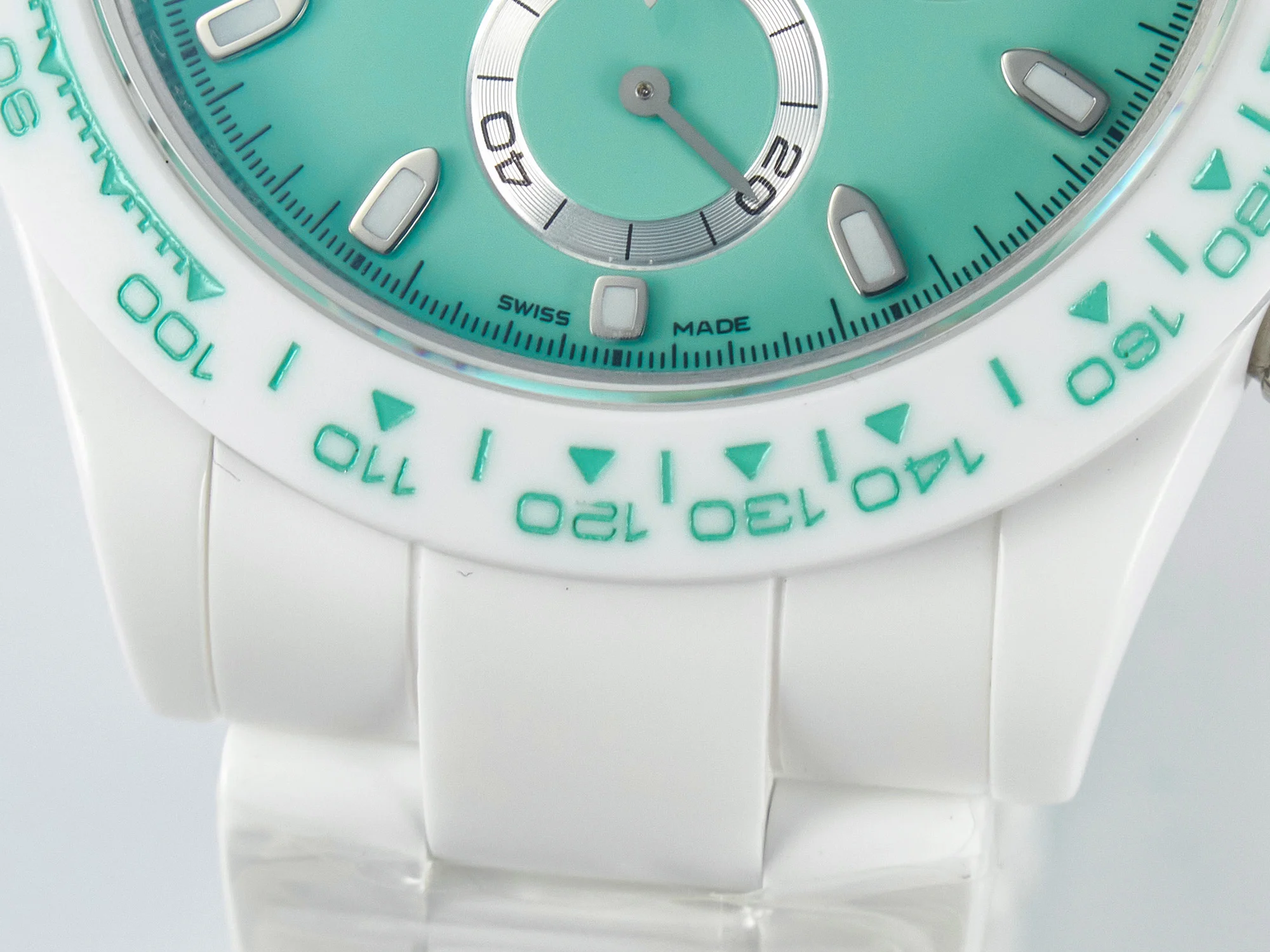 Daytona AET White Solid Ceramic Case and Bracelet Avocado Green Dial N6F 1:1 Best Edition DD4801