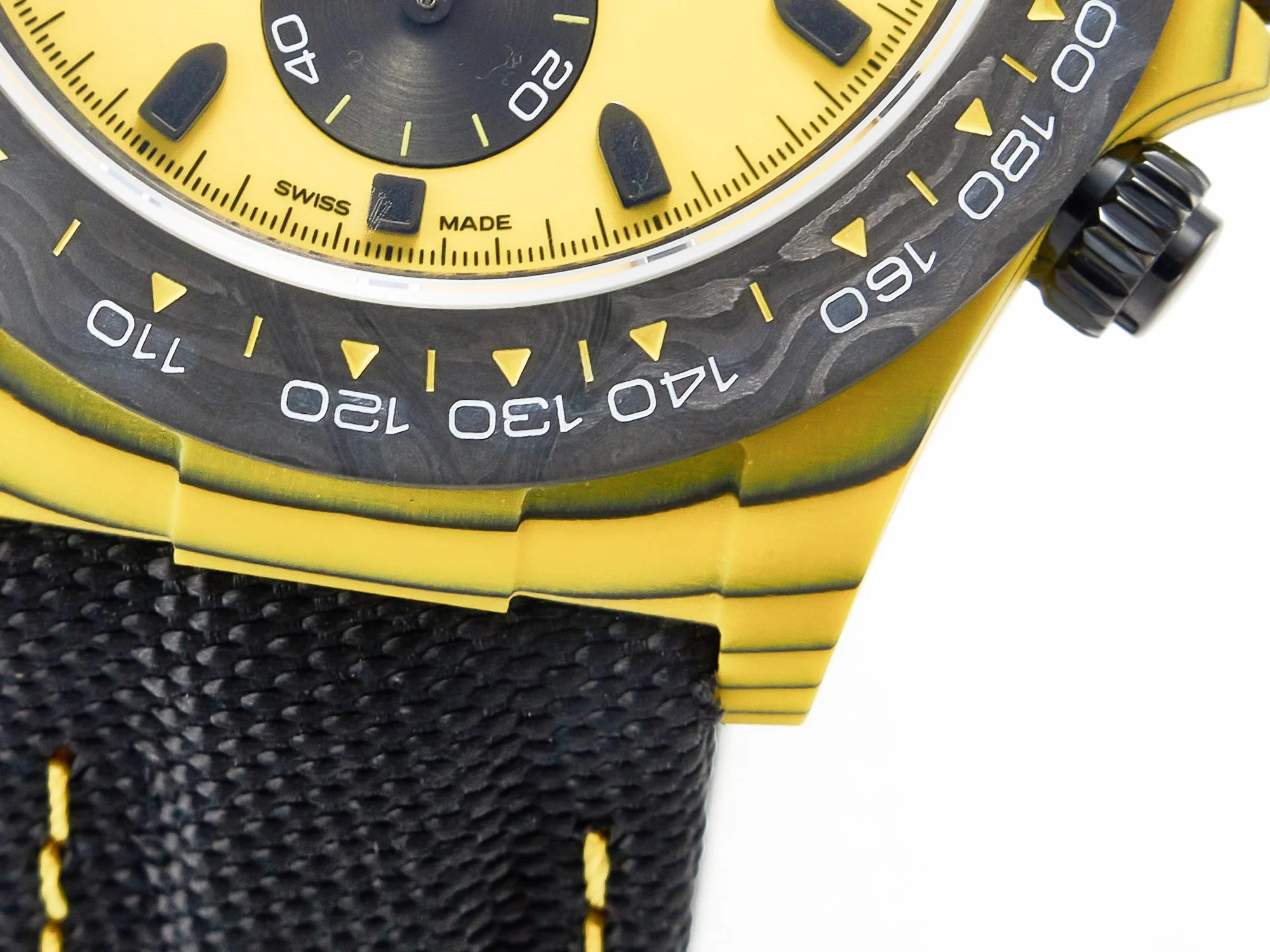 Daytona DIW Yellow Carbon N6F 1:1 Best Edition Yellow/Black Dial on Black Nylon Strap SA4130 V2