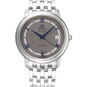 De Ville Co-Axial Chronometer 36.8mm Silver Dial with Blue Marker in Steel on Bracelet
