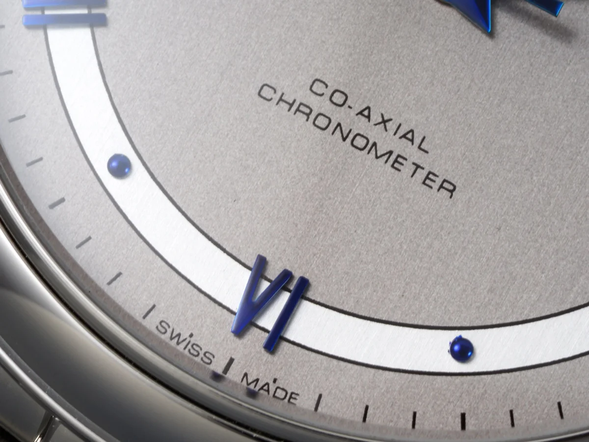 De Ville Co-Axial Chronometer 36.8mm Silver Dial with Blue Marker in Steel on Bracelet