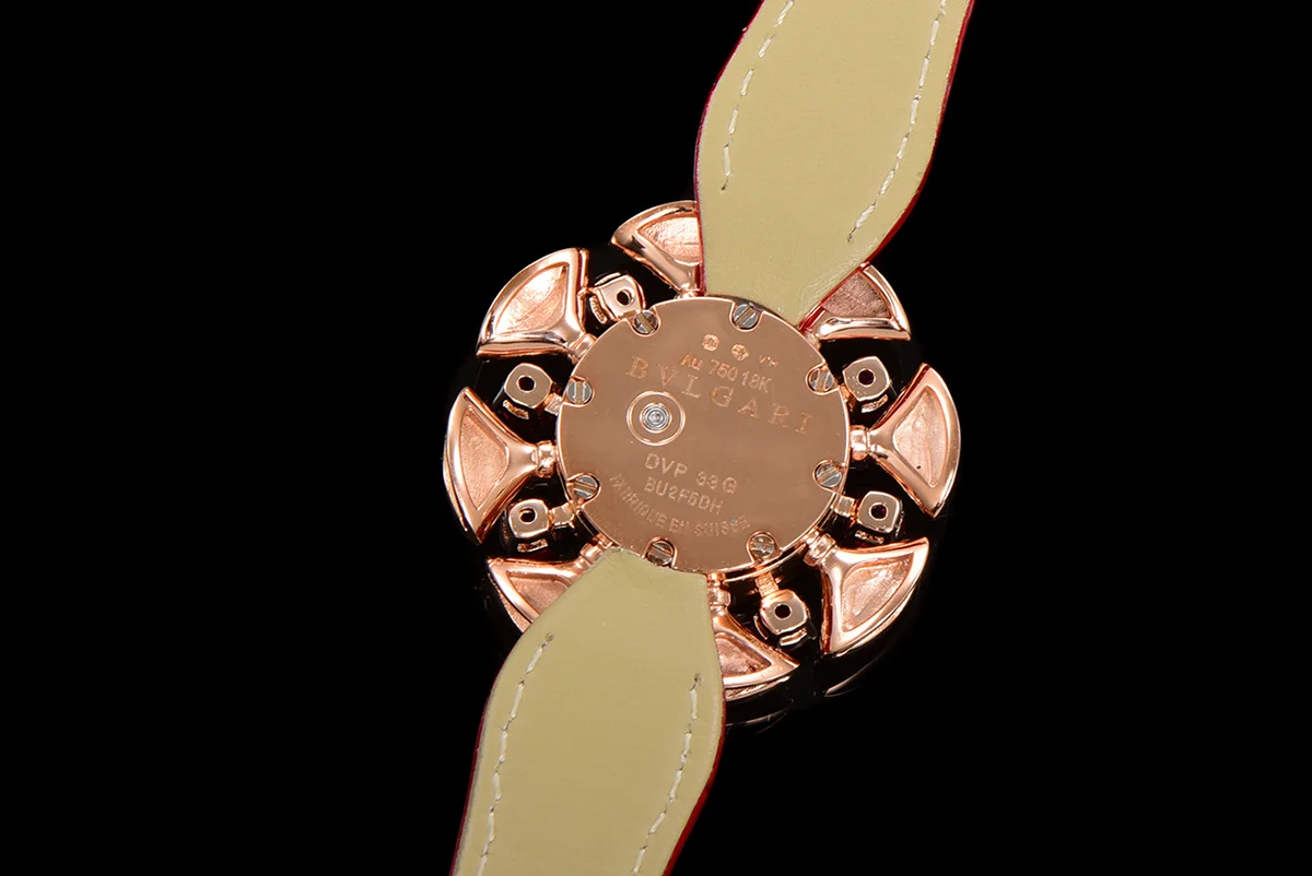 Diva’s Dream Jewellery Watch Diamond Paved Dial in Rose Gold on Green Leather Strap