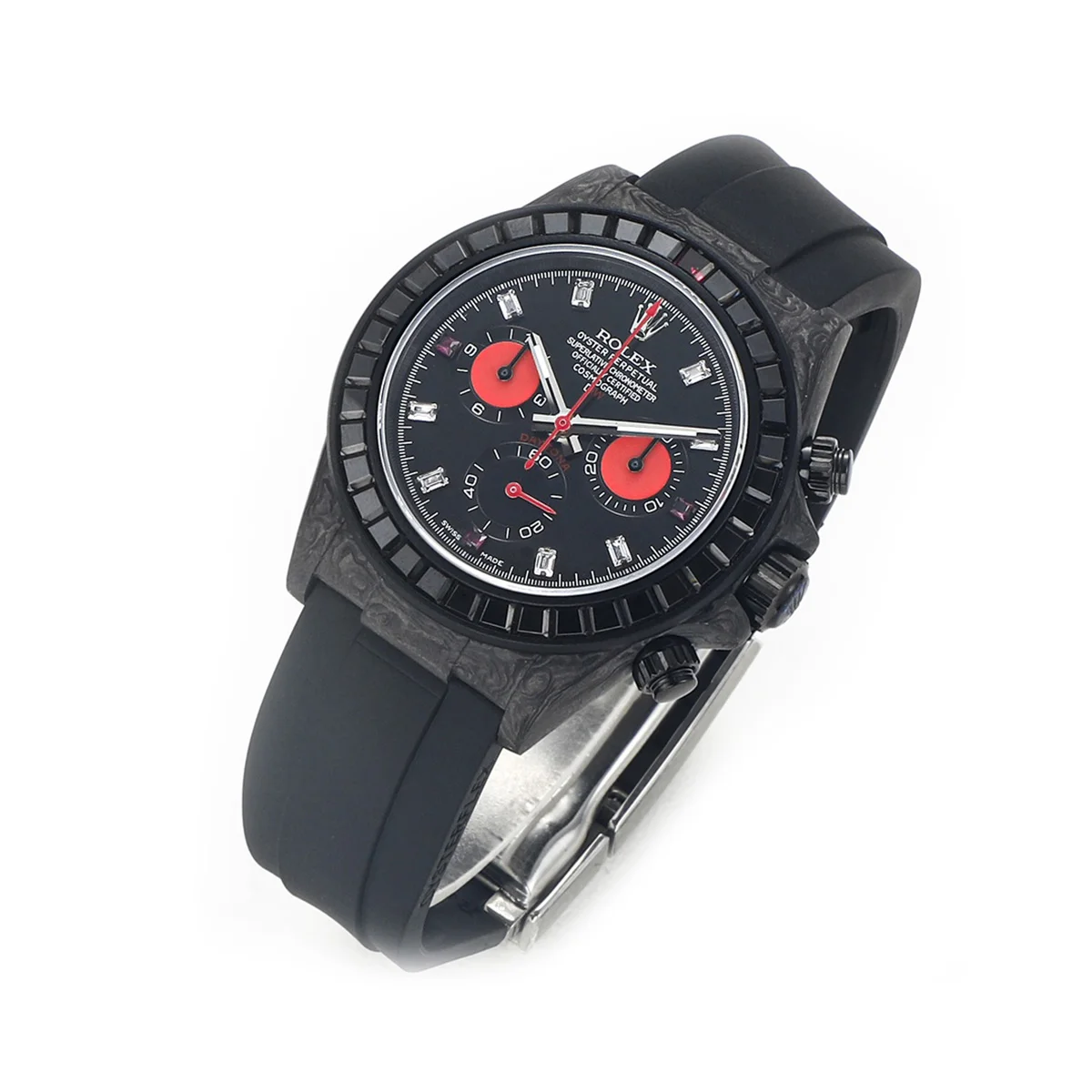 DIW Daytona Rainbow Black Carbon with Black Rubber Strap