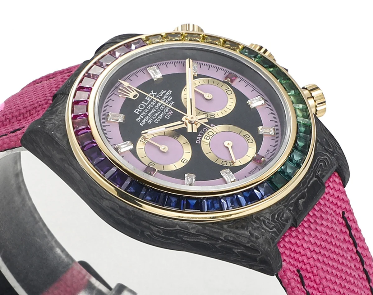 DIW Daytona Rainbow Pink Carbon in Pink Nylon Strap