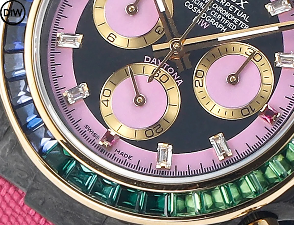 DIW Daytona Rainbow Pink Carbon in Pink Nylon Strap