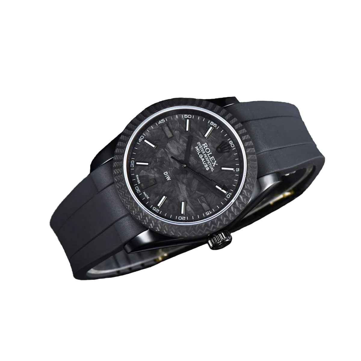 DIW Milgauss Carbon on Black Rubber Strap