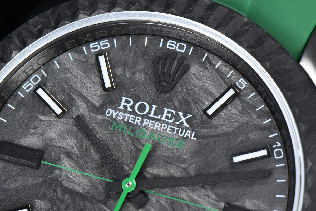 DIW Milgauss Carbon on Green Rubber Strap