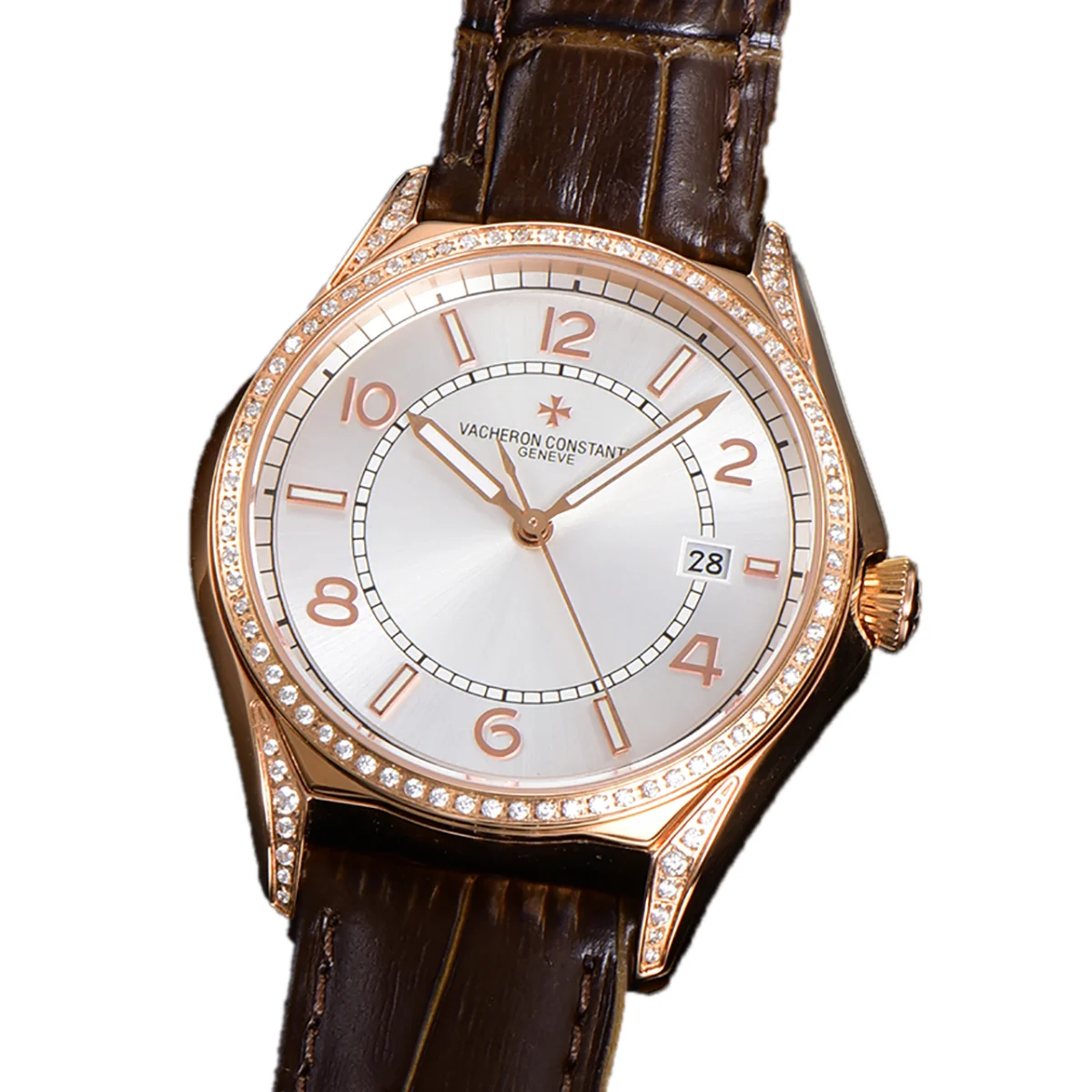 Fiftysix Silver Dial with Diamond Bezel in Pink Gold Ref: 4600E
