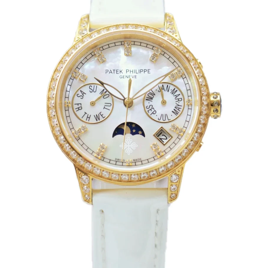Grand Complications Ladies First Perpetual Calendar with Diamond Bezel in Yellow Gold on Leather Strap on Leather Strap